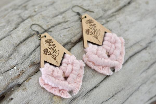 Rose Floral Macrame Earrings picture