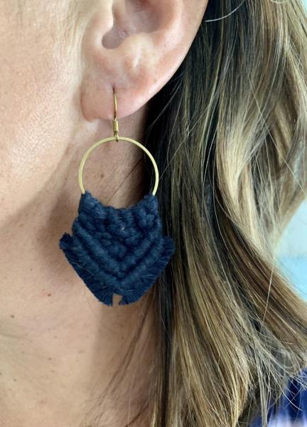 Navy Blue Macrame Earrings picture