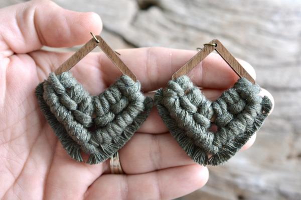 Army Green Macrame Earrings picture