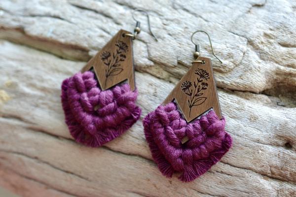 Boysenberry Floral Macrame Earrings picture