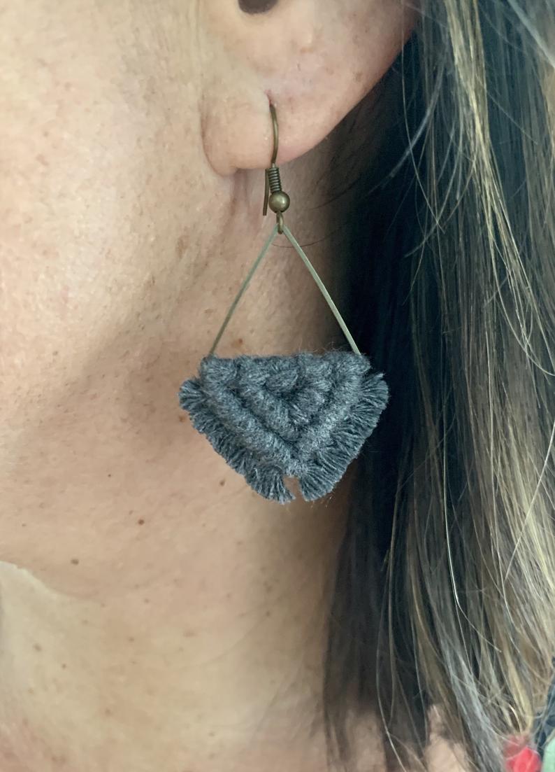Small Gray Macrame Earrings picture