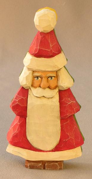 Wood Carving, Santa Figurines, Hand Carved, Santa Wood Art, Carved Original, Figurines, Santa Christmas Tree 2 Sides SA8 6 X 2.5 X 1