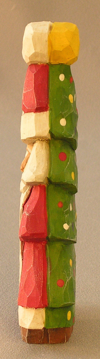 Wood Carving, Santa Figurines, Hand Carved, Santa Wood Art, Carved Original, Figurines, Santa Christmas Tree 2 Sides SA8 6Â X 2.5Â X 1Â picture