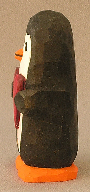 Comfort Animals, Wood Carving, Hand Carved and Painted, Figurines in Wood, Wood Carving Figurines, Penguin withred heart  AM3 4Â X 2Â X 1.5Â picture