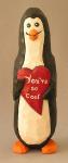 Wood Carving, Hand Carved, Hand Carved wood, Figurines in Wood, Penguin Holding a Red Heart  AM1 8â€X 2.5â€ X 2.5â€