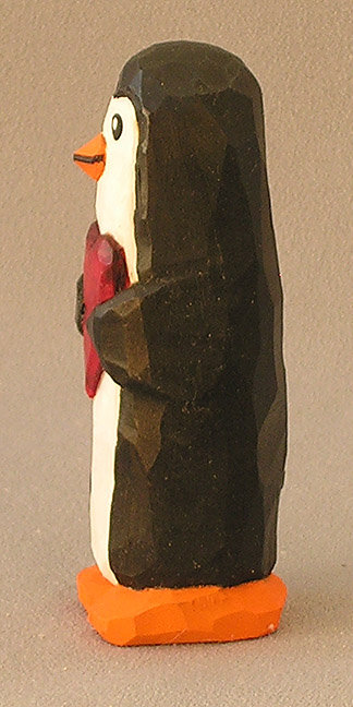 Wood Carving, Hand Carved, Wood Animals, Carved Original, Hand Carved, Hand carved original, Penguin holding red heart  AM4 4Â X 1.5Â X 1.5Â picture