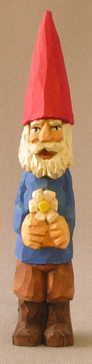 Hand Carved Gnome, Wood Carving, Hand Carved Original SA30 6.5 X 1 X 1 picture