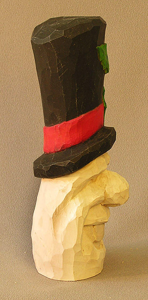 Grinning Snowman Bust  SN2 - Hand carved in basswood picture