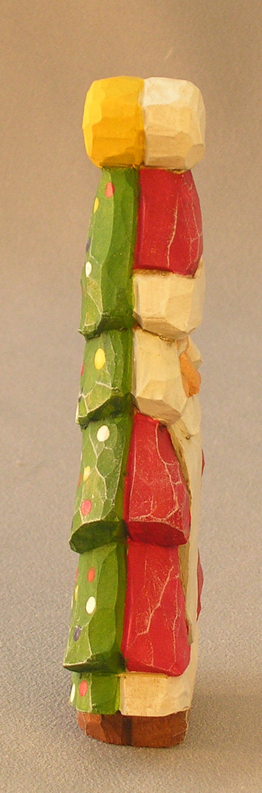 Wood Carving, Santa Figurines, Hand Carved, Santa Wood Art, Carved Original, Figurines, Santa Christmas Tree 2 Sides SA8 6Â X 2.5Â X 1Â picture