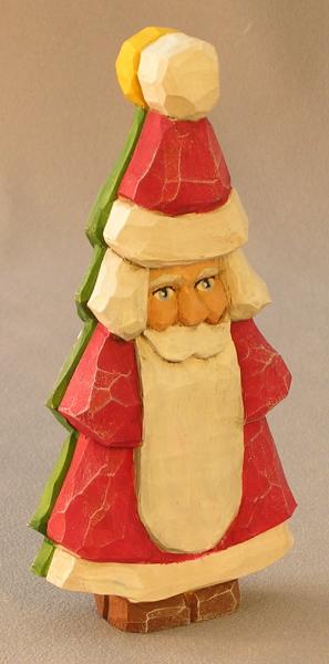 Wood Carving, Santa Figurines, Hand Carved, Santa Wood Art, Carved Original, Figurines, Santa Christmas Tree 2 Sides SA8 6 X 2.5 X 1 picture
