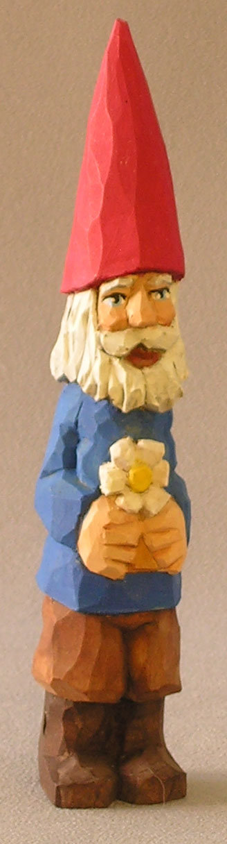 Hand Carved Gnome, Wood Carving, Hand Carved Original SA30 6.5 X 1 X 1 picture