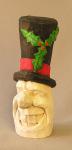 Grinning Snowman Bust  SN2 - Hand carved in basswood