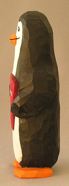 Wood Carving, Hand Carved, Hand Carved wood, Figurines in Wood, Penguin Holding a Red HeartÂ  AM1 8&acirc;&euro;ÂX 2.5&acirc;&euro;Â X 2.5&acirc;&euro;Â picture