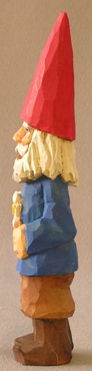 Hand Carved Gnome, Wood Carving, Hand Carved Original SA30 6.5 X 1 X 1 picture