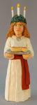 Scandinavian, Hand Carved Santa, Wood Carving, Santa Lucia Holding Saffron Bun, Candle Wreath on Head SA80 10.5 X 3 X 3