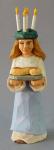 Wood Carving, Santa Claus Figurines, Wood Art, Santa Lucia Holding Saffron Bun with Candle Wreath on Her Head SA79 7.5 X 2 X 2