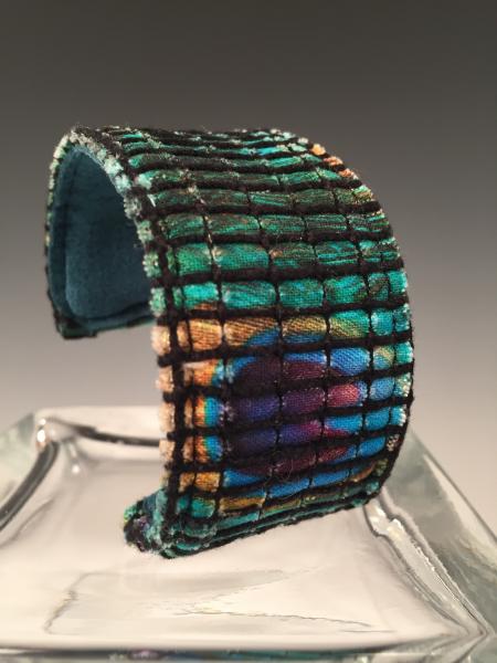 1 1/2" Wide Cuff Bracelet - Peacock Feathers picture