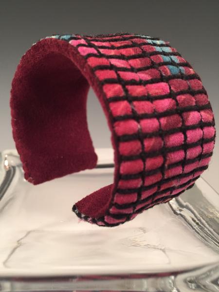 1 1/2" Wide Cuff Bracelet - Burgundy/Turquoise picture