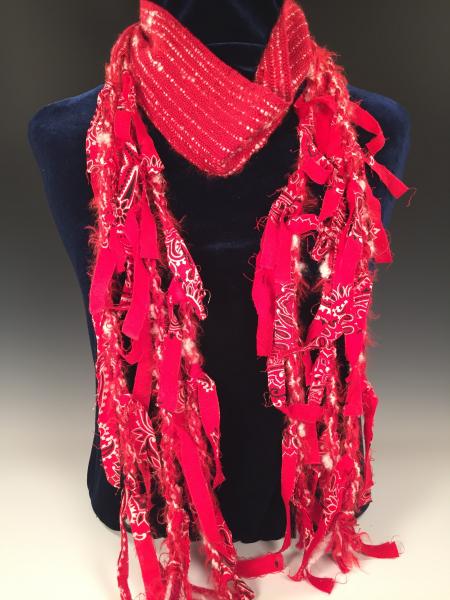 Funky Fringe Scarf - Red Bandanna picture