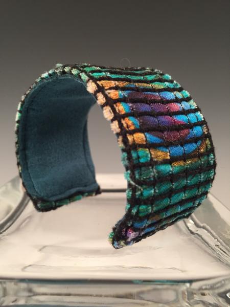 1 1/2" Wide Cuff Bracelet - Peacock Feathers picture