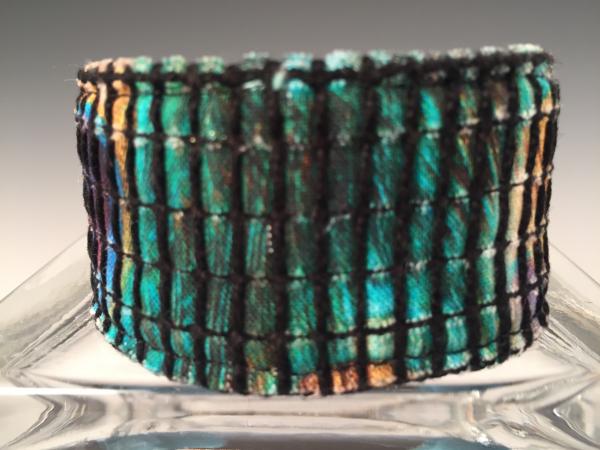1 1/2" Wide Cuff Bracelet - Peacock Feathers picture