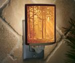 Night Light - Porcelain Lithophane "Woodland Sunbeams",nature, forest, sunray themed plug in accent light