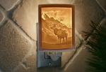 Elk Night Light - Porcelain Lithophane "The Elk" animal, mountain, nature, western themed wall plug in accent light