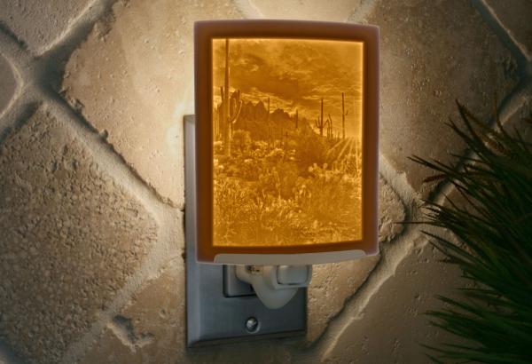 Night Light - Porcelain Lithophane "Desert Daybreak" picture