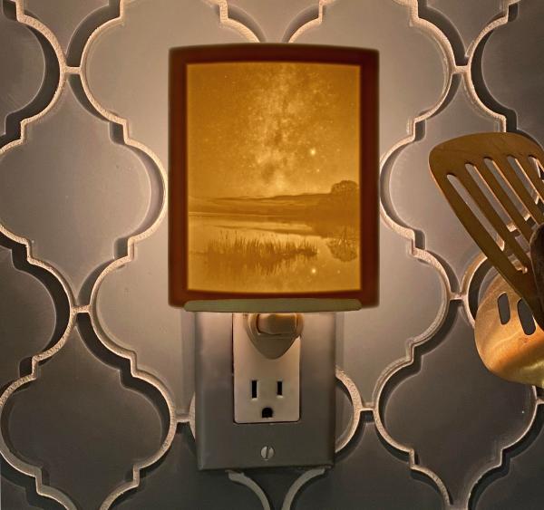 Night Light - Porcelain Lithophane "Milky Way" astronomy, sky, galaxy, night sky themed wall plug in accent lamp picture