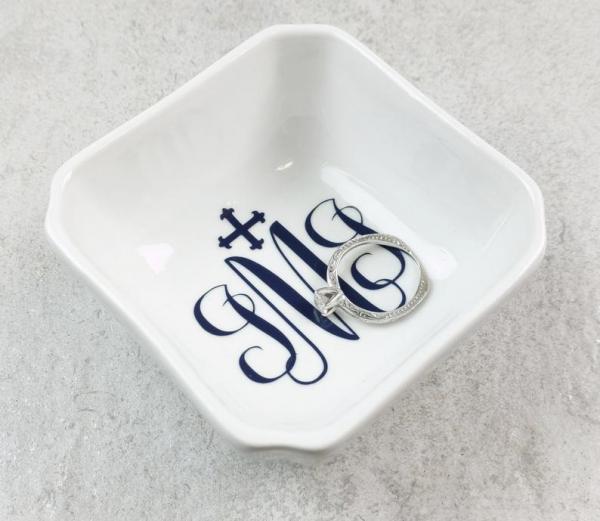 Rosary Holder Bowl - Trinket Bowl - Ring Bowl Dish - Customizable - Monogram - Initials - Catholic picture