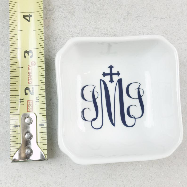 Rosary Holder Bowl - Trinket Bowl - Ring Bowl Dish - Customizable - Monogram - Initials - Catholic picture