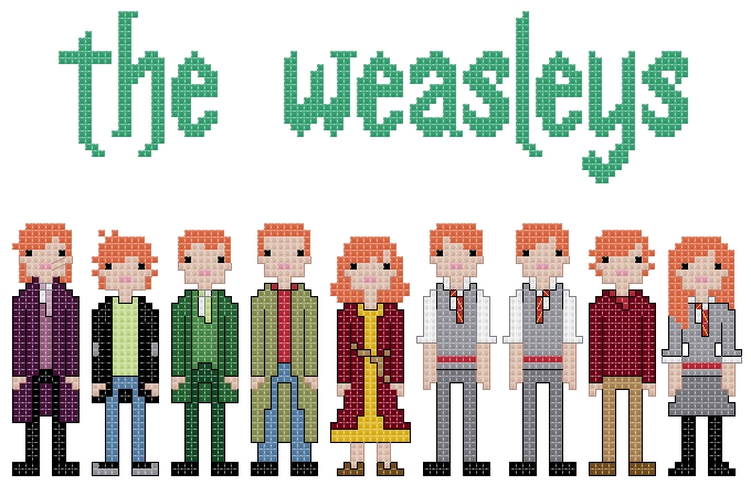 SALE! Weasley Family themed counted cross stitch kit