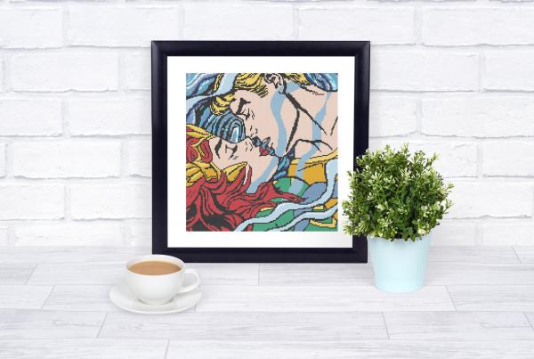 Aquaman And Mera themed counted cross stitch kit picture