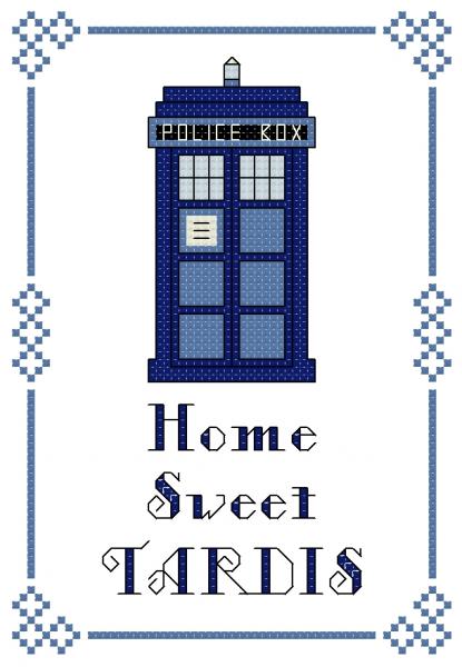 Home Sweet Tardis counted cross stitch kit picture