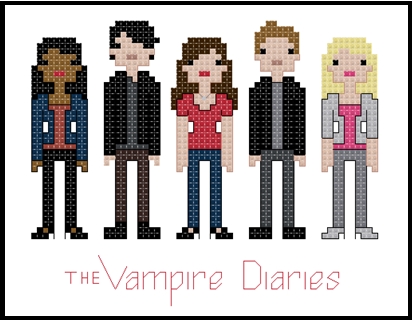 Vampire Diaries themed counted cross stitch kit picture