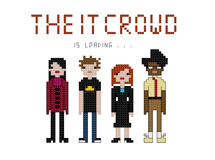 IT Crowd themed counted cross stitch kit picture