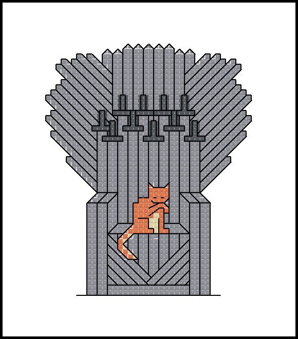 Cat On Iron Throne counted cross stitch kit picture