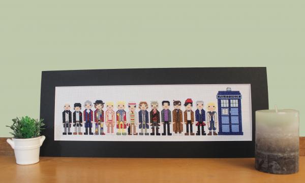 Fourteen Doctors themed counted cross stitch kit picture