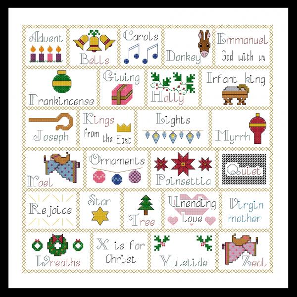 Christmas Alphabet counted cross stitch kit picture