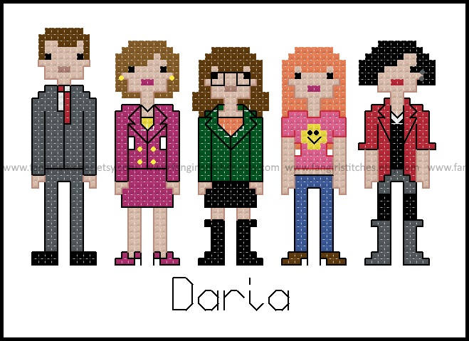 Daria themed counted cross stitch kit picture