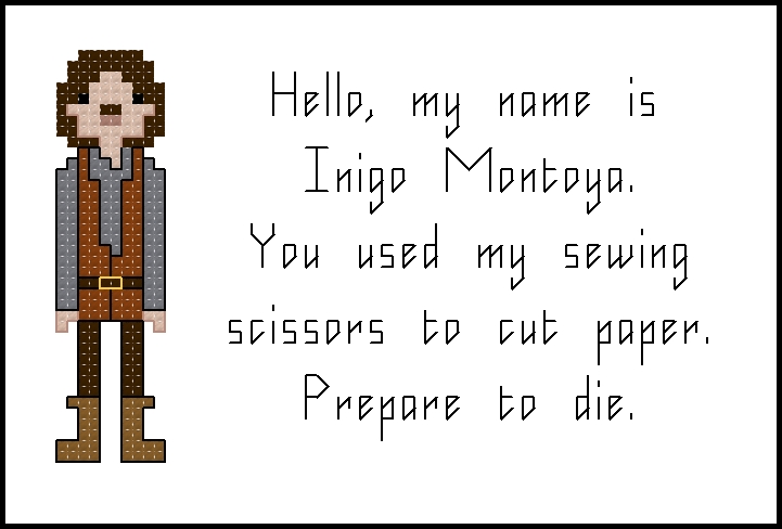 Inigo Montoya themed counted cross stitch kit picture