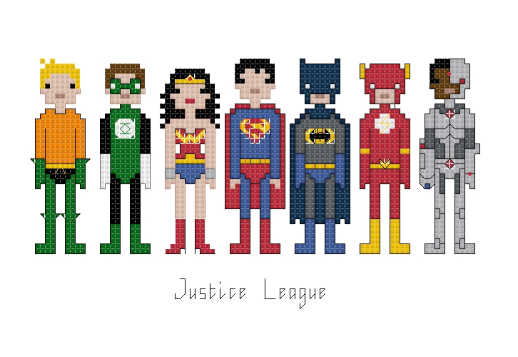 Justice League themed counted cross stitch kit