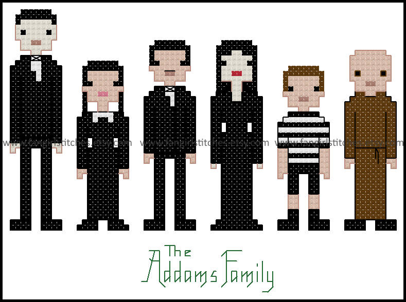 Addams Family themed counted cross stitch kit