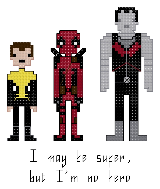 Deadpool themed counted cross stitch kit