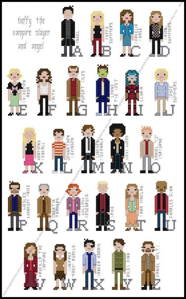 BTVS Character Alphabet counted cross stitch kit picture