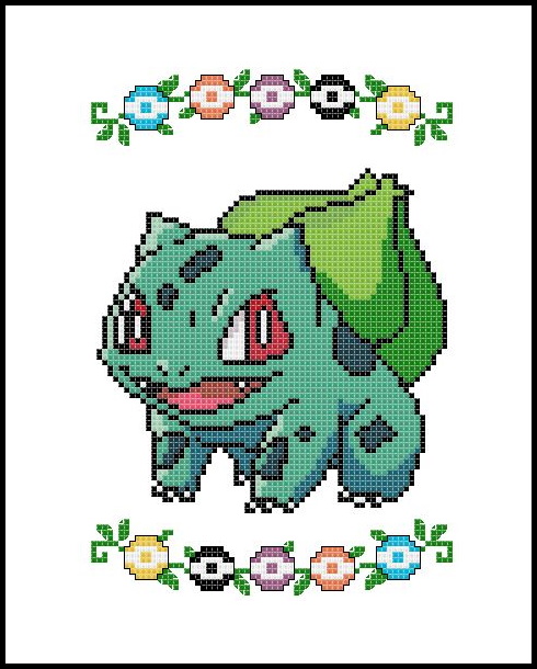 Bulbasaur Portrait counted cross stitch kit picture