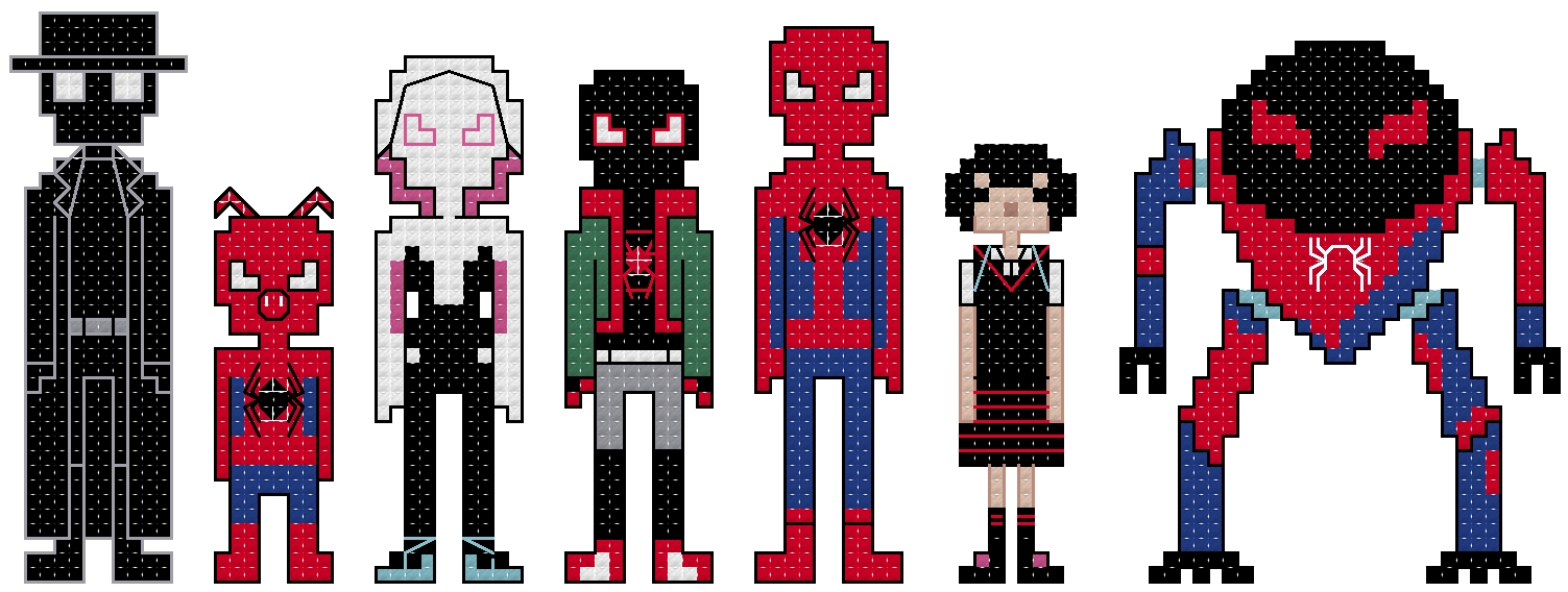 Into The Spiderverse themed counted cross stitch kit