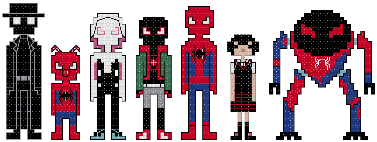 Into The Spiderverse themed counted cross stitch kit picture