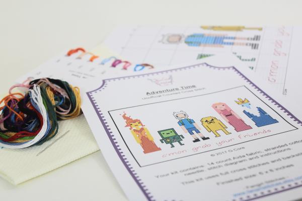 Adventure Time themed counted cross stitch kit