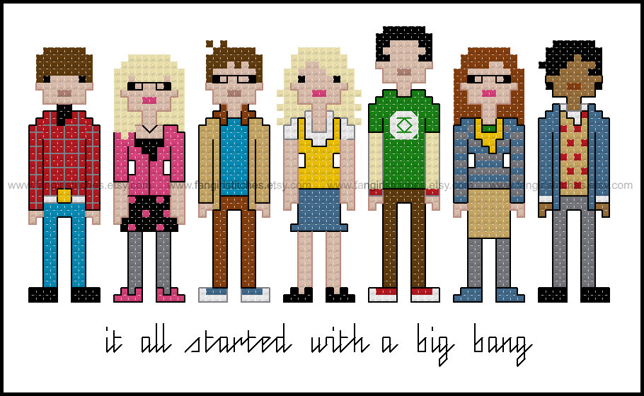 Big Bang Theory themed counted cross stitch kit picture